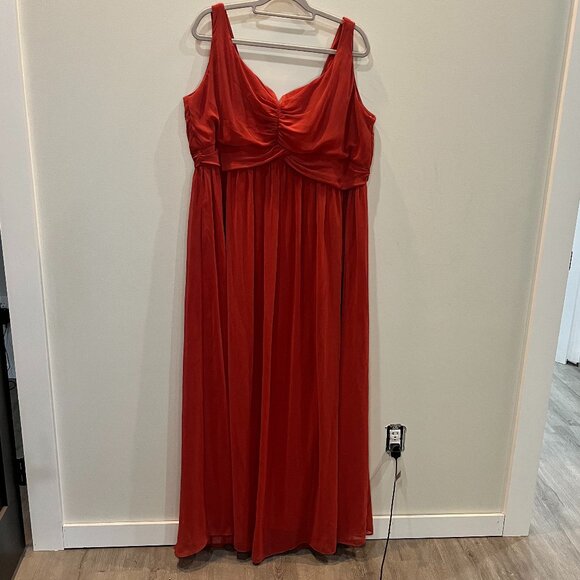 Dessy Collection Formal Maxi Length Coral Dress Sleeveless Size 26W - Picture 1 of 4